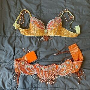 Embellished Orange and Yellow Bra